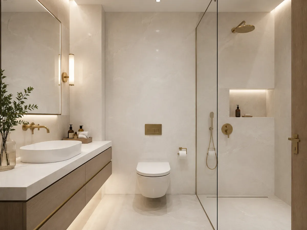 Marble-Look Tiles For A Hotel-Style Bathroom